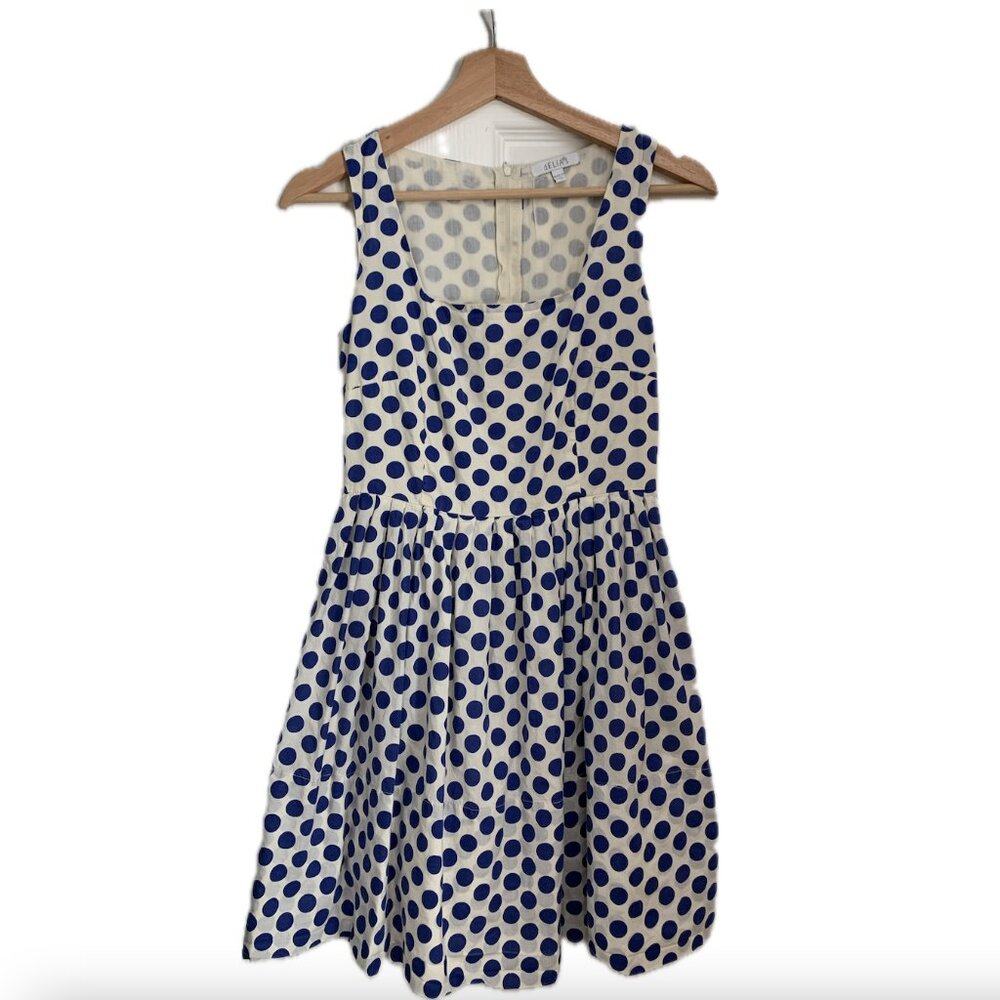 Blue and White Polka-dot babydoll dress